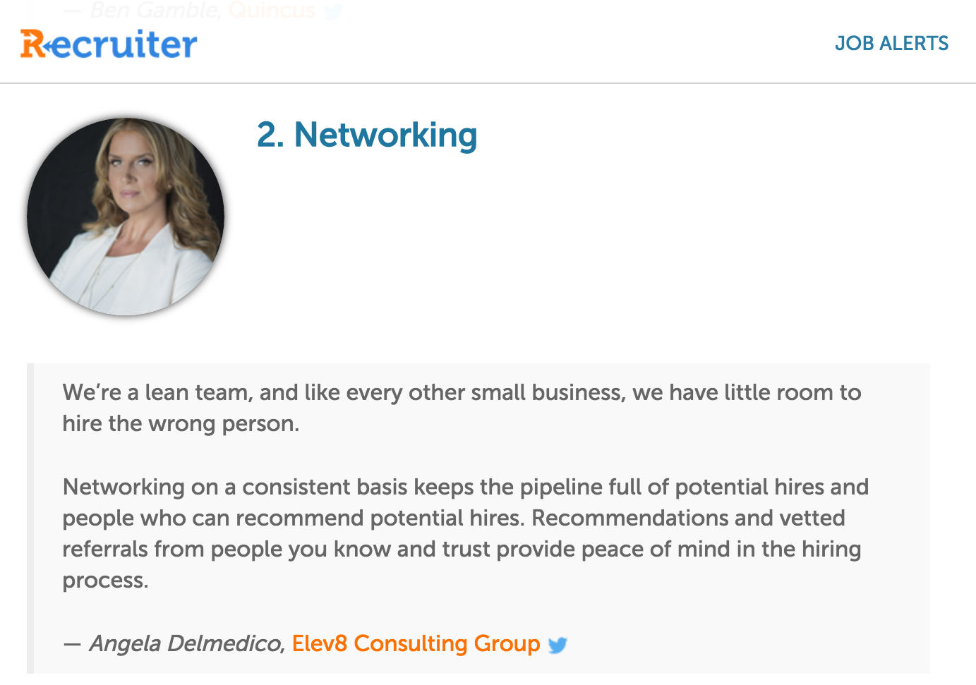 Angela Delmedico, Elev8 Consulting Group Recruiter 