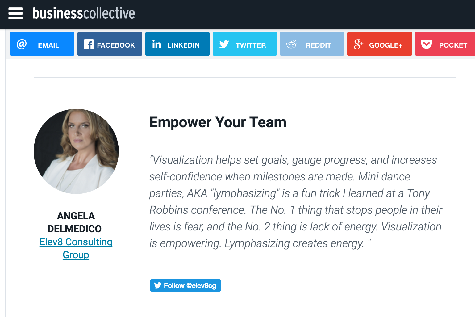 Angela Delmedico Elev8 Consulting Group The Business Collective