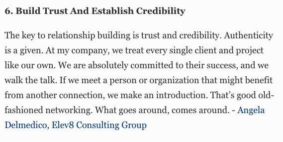 Elev8 Consulting Group CEO Angela Delmedico Featured In Forbes: How To Build Authentic Business Relationships