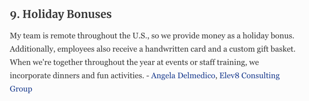 Elev8 Consulting Group CEO Angela Delmedico Featured In Forbes: 20 Ways Leaders Can Show Appreciation To Their Teams This Holiday Season